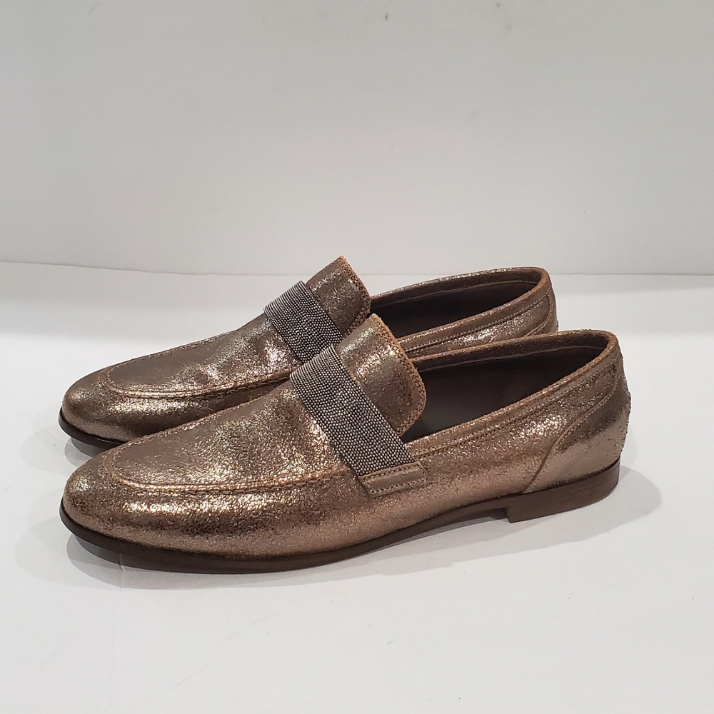Brunello Cucinelli Womens Gorgeous Loafer Shoes Pewter italy size 39 New